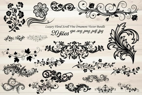 Download Luxury Floral Scroll Vine Ornament - Ornament Collection