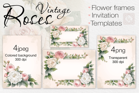 Download Flower Cards, Print Templates PNG, JPEG - Print template Collection